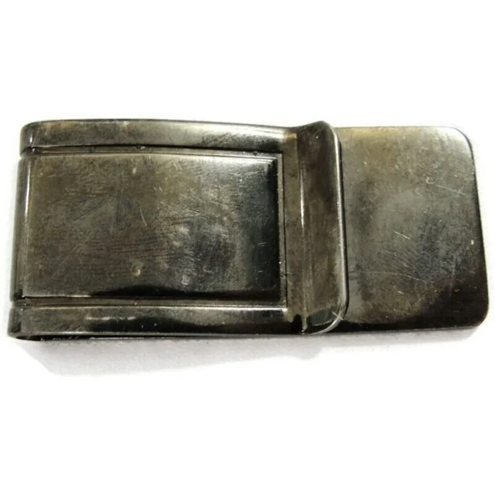 Vintage Black Chrome Money Clip Men Wallet ID Credit Card Holder